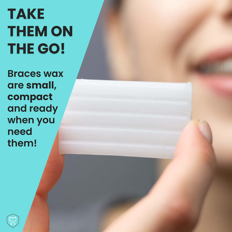 [Australia] - Braces Wax,10 Pack. Dental Wax for Braces & Aligners, Unscented & Flavorless - 50 Premium Orthodontic Strips. White Cases. Includes storage case. Food Grade ortho brace wax. Fresh Knight. (White) 