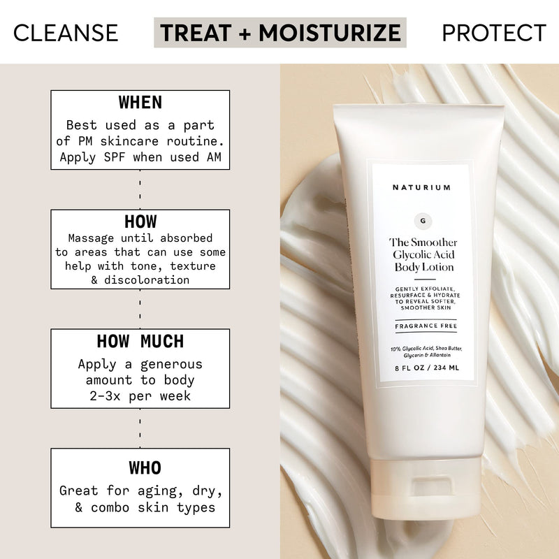 Naturium The Smoother Glycolic Acid Body Lotion, Resurfacing & Exfoliating Treatment, with 10% Glycolic Acid, 8 oz 8 Fl Oz (Pack of 1)