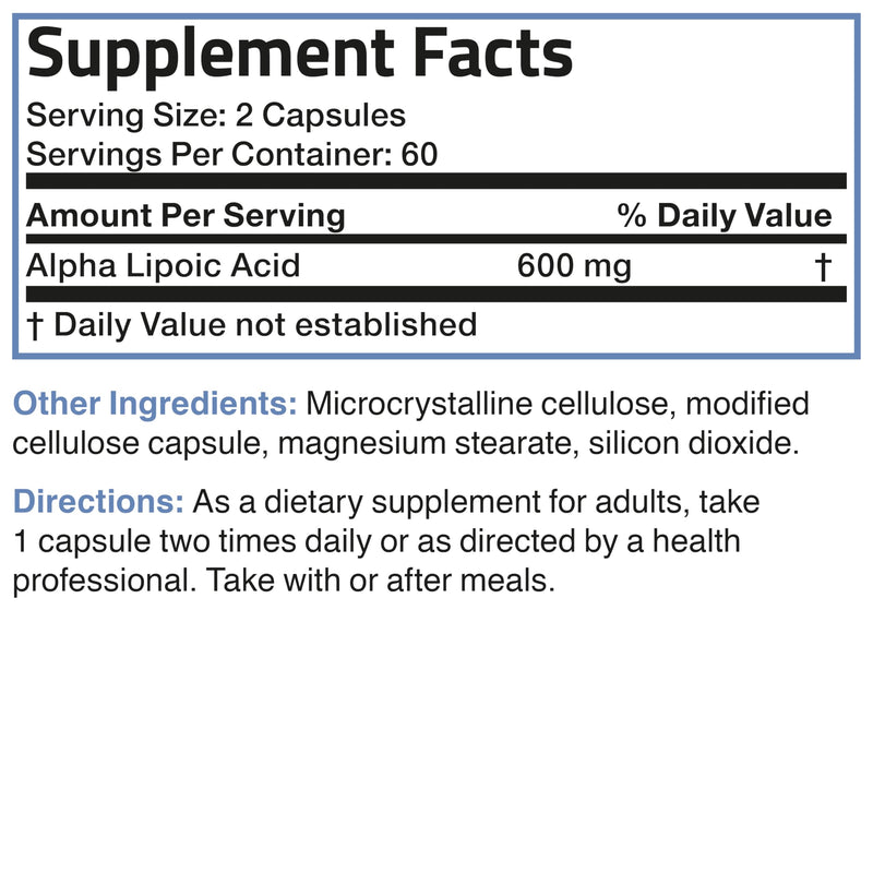 Bronson Alpha Lipoic Acid 600 MG Free Radical Scavenger Supports Antioxidant Health - Non-GMO, 120 Vegetarian Capsules (60 Servings) 120 Count (Pack of 1)