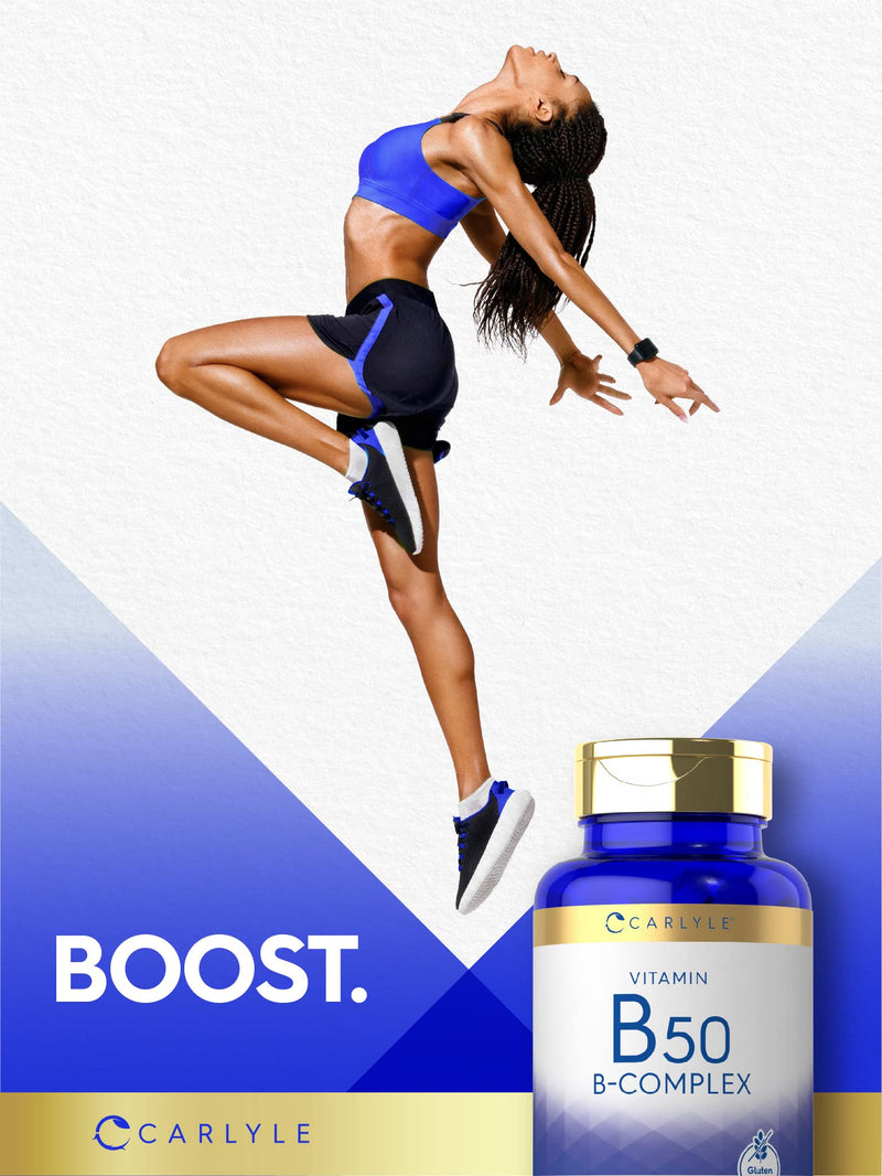 Carlyle Vitamin B50 Complex | 180 Vegetarian Caplets | Non-GMO, Gluten Free