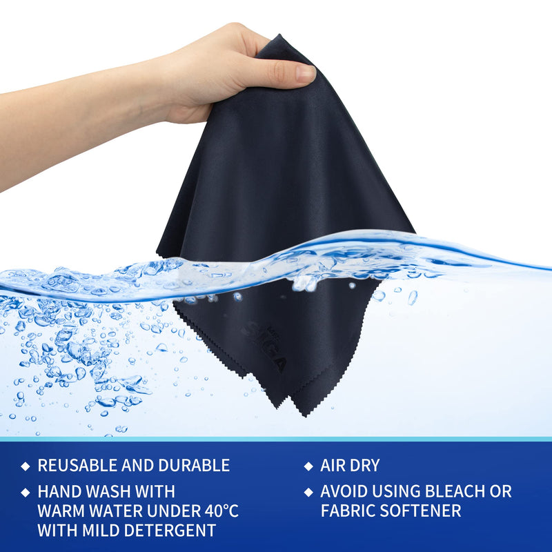 [Australia] - MR.SIGA High quality microfiber cleaning cloths glasses cleaning cloth for glasses, screens, tablets, glasses, 3 pieces in navy blue with 40.6 x 40.6 cm, 3 pieces in gray with 15.2 x 17.8 cm 