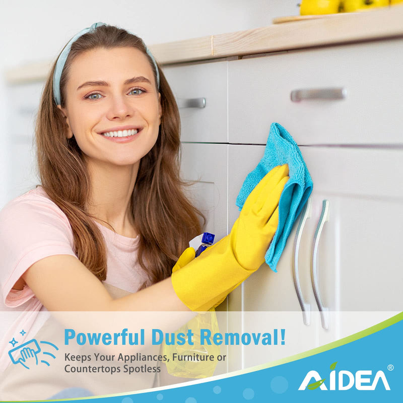 [Australia] - AIDEA Microfiber Cleaning Cloths-8PK, Soft Absorbent Microfiber Cloth, Lint-Free Streak-Free Cleaning Towels for Cars, House, Kitchen, Window(12in.x16in.)—8PK Blue/Green/Grey 8PK 