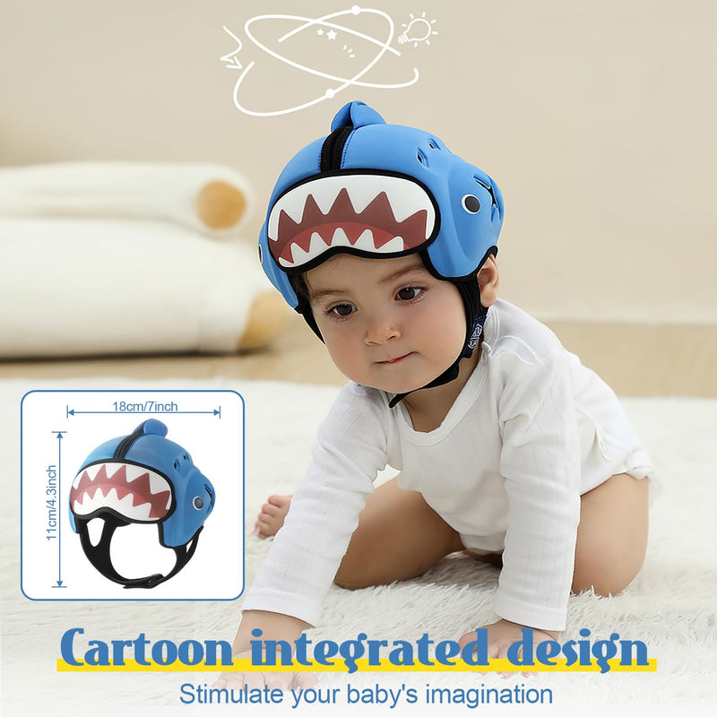 [Australia] - Baby Head Protector Helmet, Breathable Baby Head Protector for Crawling and Walking, Infant Soft Helmet, Anti-Collision, Ultra-Lightweight, Expandable and Adjustable Age 10-24 Months shark 