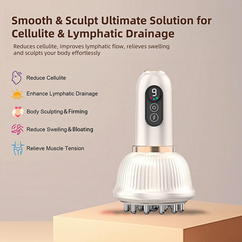 [Australia] - Lymphatic Drainage Massager for Legs, Arms & Belly – Anti Cellulite & Stretch Marks Reduction Tool with Microcurrent, Heat, Vibration & Light Therapy – Portable Body Sculpting Machine for Home Use 