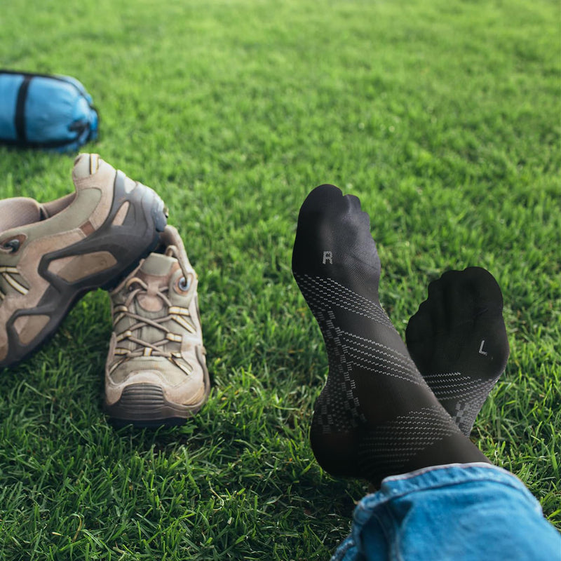 [Australia] - TechWare Pro Plantar Fasciitis Socks - Ankle Compression Socks for Women & Men. Achilles Tendonitis Brace & Foot Arch Support Medium Black / Black 