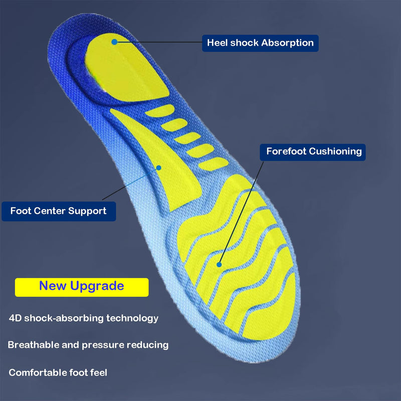 [Australia] - SOLO ACTFIT Comfort Sports Insoles Shoes Soles Women Men Orthopedic Insoles Foot Pain Relief Plantar Fasciitis Flat Feet Soles Shoes Insoles Soft Cushioning Hiking Shoes Blue 41-42 