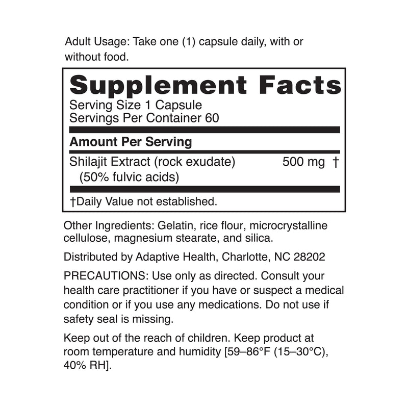 [Australia] - Nugenix Essentials Shilajit Capsules Supplement for Men and Women - 500mg, Standardized to 50% Fulvic Acids, Himalayan, 60 Capsules 60 Count (Pack of 1) 