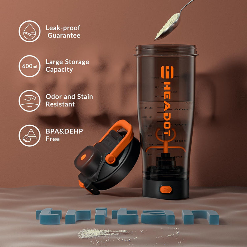 [Australia] - HeaDot Electric Protein Shaker Bottle, Shaker Cup for Protein Shakes and Meal Replacement Shakes, Rechargeable Type C Blender Bottles, BPA Free, Made from Tritan, 680ml 