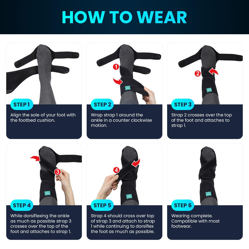 Welnove Foot Drop Support Brace, AFO Ankle Stabilizer for Improved Walking, Aiding Foot Control in Cases of Drop Foot, Nerve Injuries, Spinal Conditions, and More (Right)