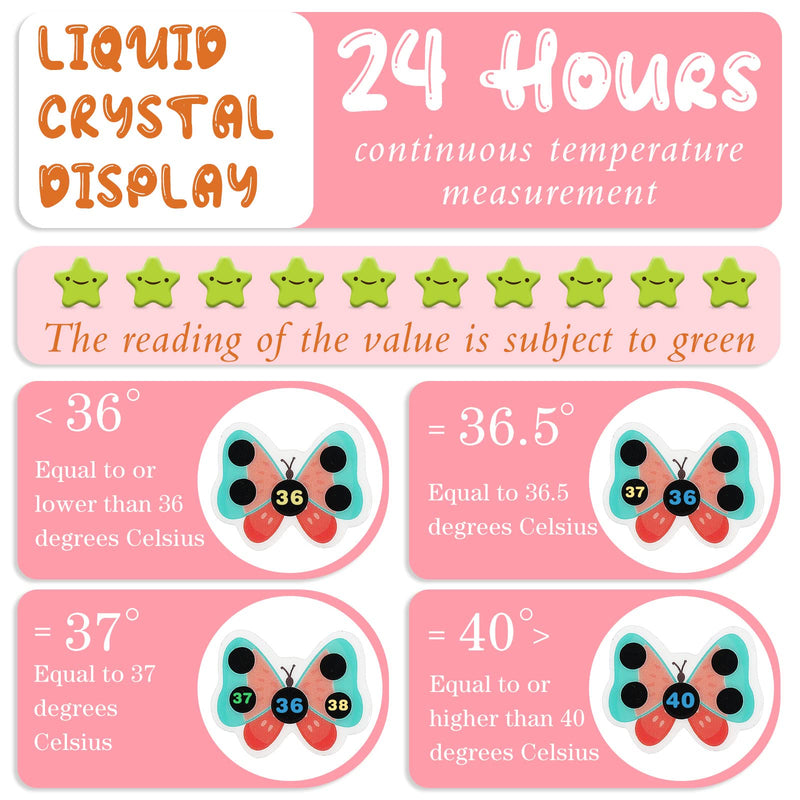 [Australia] - 12 pcs Stick-on Fever Indicator Forehead Fever Kids Cartoon Stickers Temperature Fever Patch 