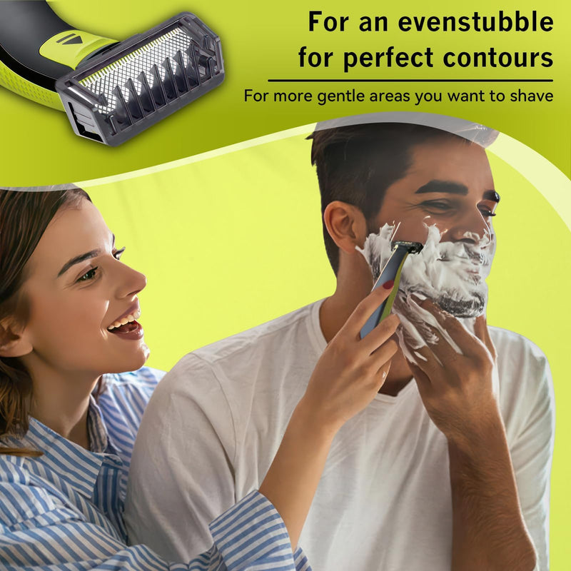 [Australia] - Trimming attachment set for O Blade razors, 1/2/3/5 mm comb attachments, skin protection & body comb, compatible with QP2520 QP2530 QP2620 QP2630, 6-piece accessories including cleaning brush attachment 
