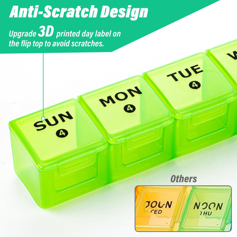 Yaklim Large Monthly Pill Organizer, XL 4 Weeks, 28 Day,ROYG | XL Compartments Hold 8 Fish Oils, 1 Time a Day, 4 Removable Weekly Trays, BPA-Free, for Travel, Vitamins, Supplements Chroma