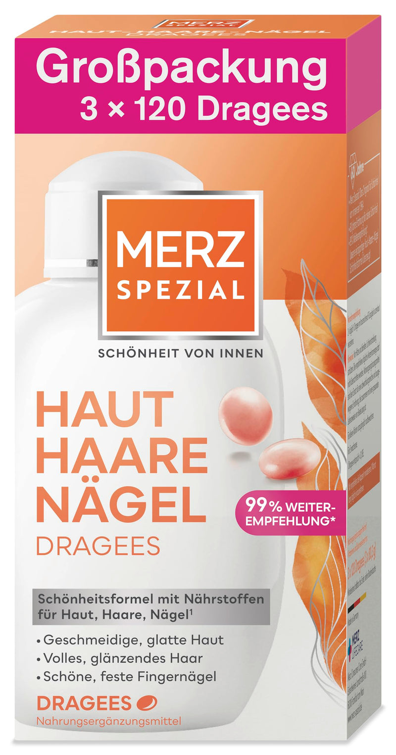 [Australia] - Merz Spezial Skin Hair Nails Dragees - 3 x 120 Dragees - Dietary supplement with 13 micro-nutrients for radiant skin, shiny hair and firm fingernails 