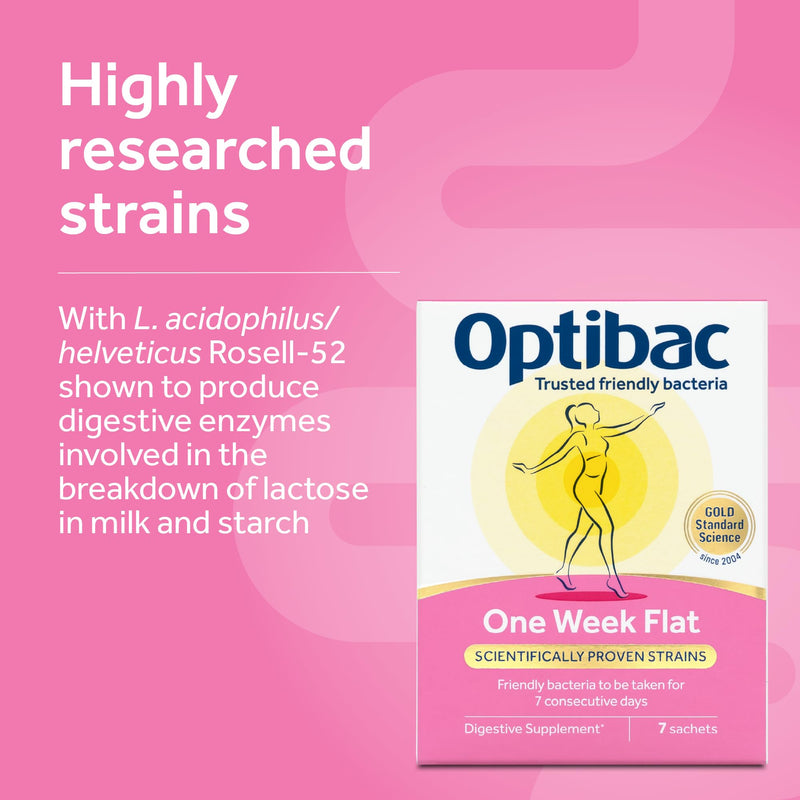 One Week Flat - Vegan Digestive Probiotic Supplement - Suitable for Bloating as Gluten Free - Most Trusted & Recommended Brand - 4 Week Supply, 28 Sachets 28 Count (Pack of 1)