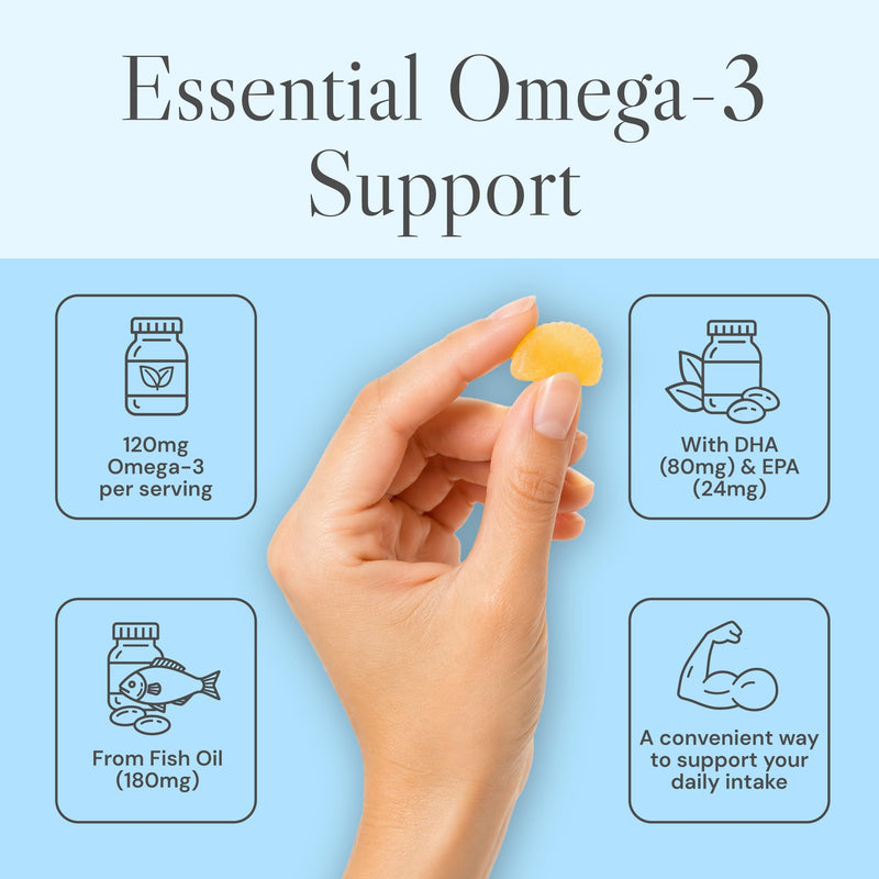 Known Essential Omega 3 Gummies – Lemon & Orange Flavour – Tasty Gummy Alternative to Soft-Gels – 120mg Omega 3 with DHA & EPA – Supports Heart Health & Wellbeing – 1 Month Supply – for Men & Women