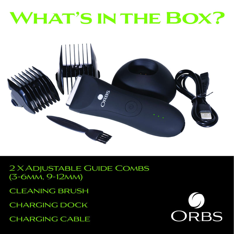 [Australia] - Orbs™ Electric Trimmer for Men, Premium Ball Trimmer/Shaver for Men, Waterproof Groin and Body Shaver Groomer, Replaceable Ceramic Blade Heads,100 Min Battery Life 