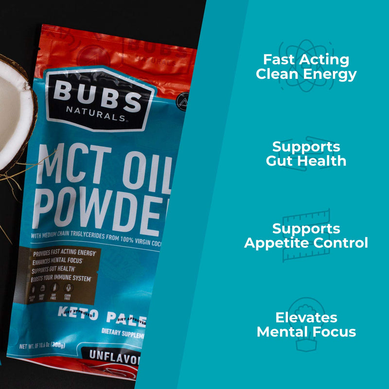 [Australia] - BUBS Naturals MCT Oil Powder - Medium Chain Triglycerides - Keto Vegan & Paleo Friendly - Healthy Coconut Fats + Low Carb - Dairy-Free Energy Source - Perfect for Coffee, Protein Shakes & Baked Goods 10.6 Ounce (Pack of 1) 