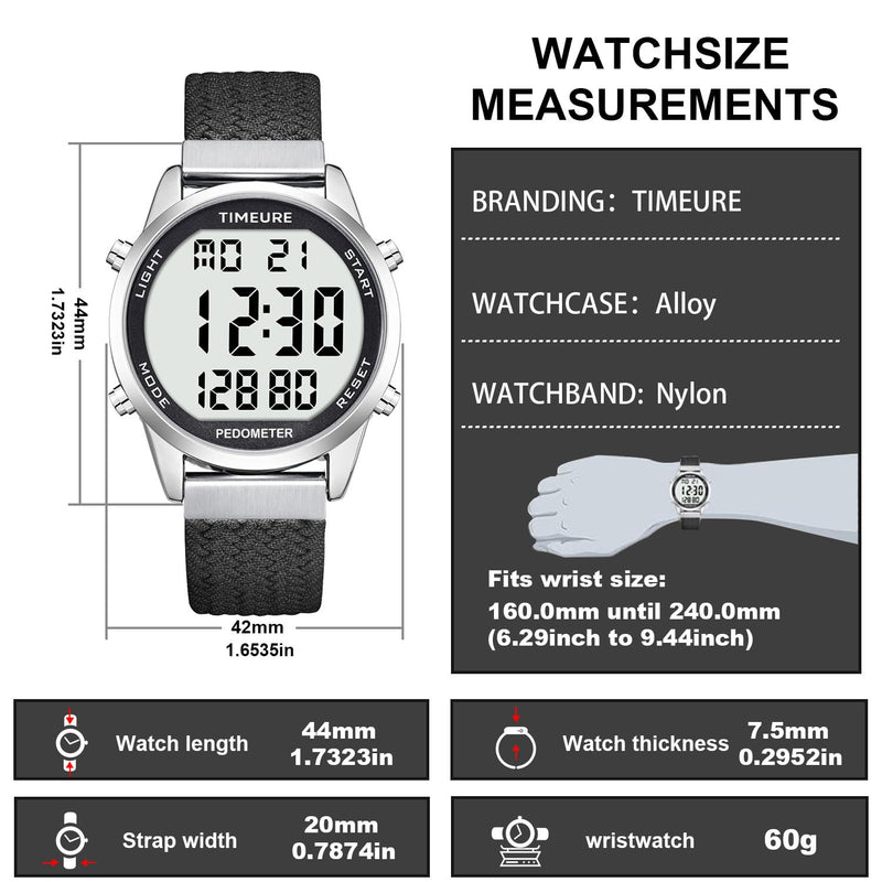 [Australia] - Accurate Pedometer Watch for Men Walking Simple Step Counter Watches Steps Tracker Large Digital Display Waterproof Non Bluetooth TIMEURE-2306 Green 