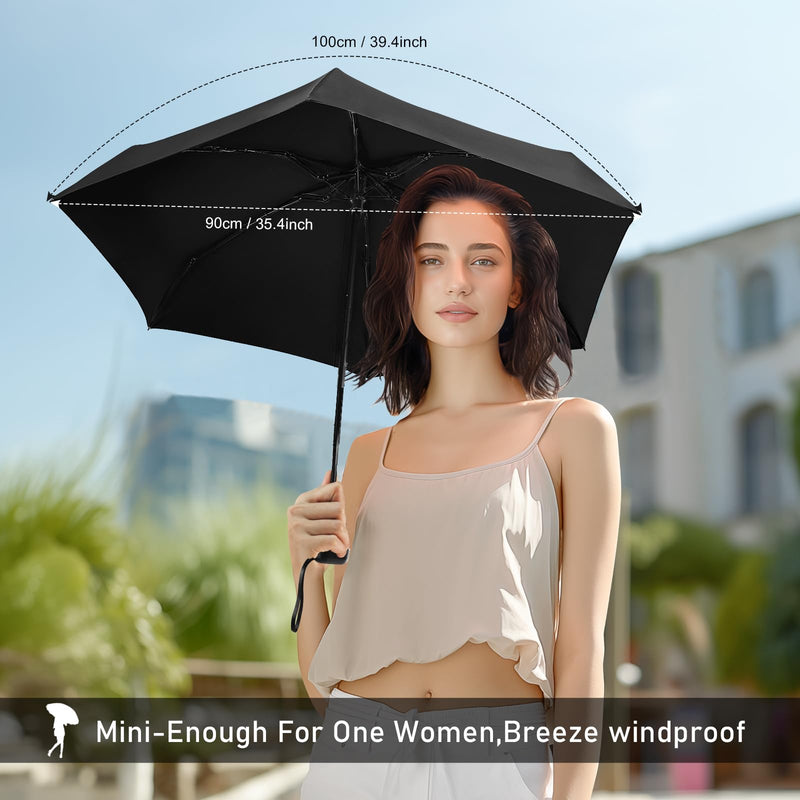 Mini Umbrella For Purse, Small Travel Compact Waterproof Umbrella for Light Rain, Suitable for Women Purse and Pocket,2 Pack