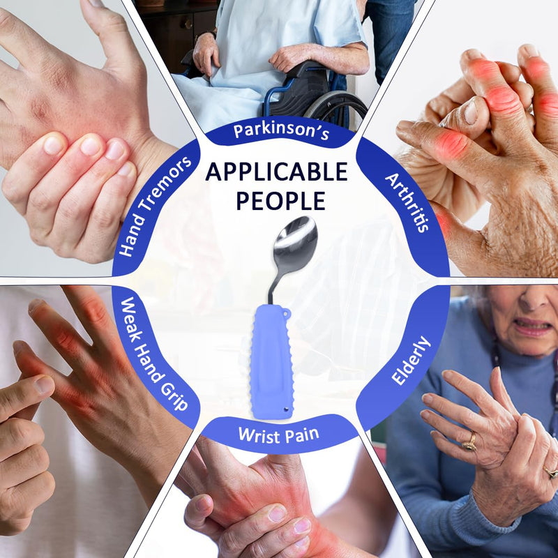[Australia] - Adaptive Weighted Silverware Utensils Angled Spoon for Hand Tremors Parkinsons,Weighted Utensils with Non-Slip Easy Grip Handles for Independent Eating(Left Hand,Purple,Pack of 1) Spoon-L 