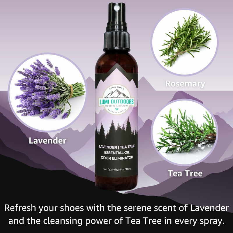 [Australia] - Lumi Outdoors Natural Shoe Deodorizer Spray 3 Pack Bundle - Lemon Eucalyptus, Citrus Tea Tree, Lavender Tea Tree 