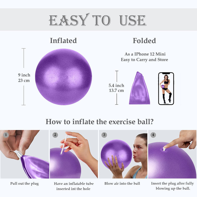 [Australia] - Small Pilates Ball, Therapy Ball, Mini Workout Ball, Core Ball, 9 Inch Small Exercise Ball, Mini Bender Ball, Pilates, Yoga, Workout, Bender, Core Training and Physical Therapy, Improves Balance 1Purple Ball 