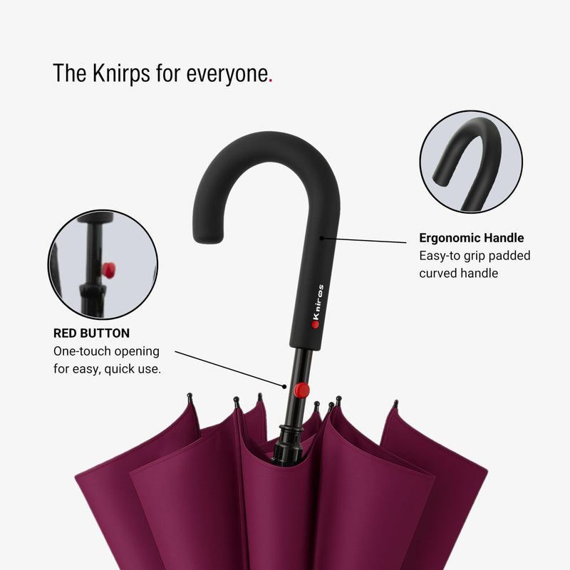Knirps A.760 Curved Handle Automatic Rain Umbrella for Adults – 42" Canopy, Polyester Case Included Violet