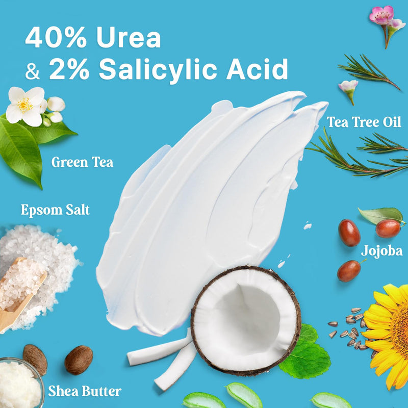 Ebanel Bundle of 40% Urea Cream 4.6 Oz, and Fungus Treatment 1 Oz