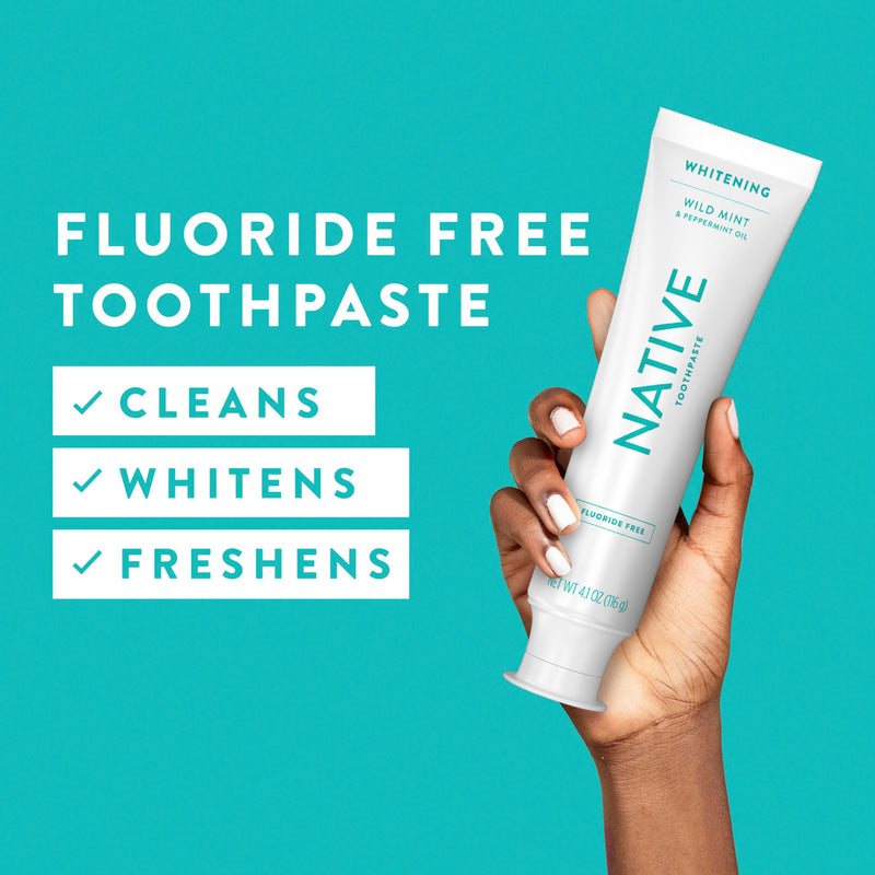 [Australia] - Native Whitening Wild Mint & Peppermint Oil Fluoride Free Toothpaste, 4.1 oz Pack of 3 
