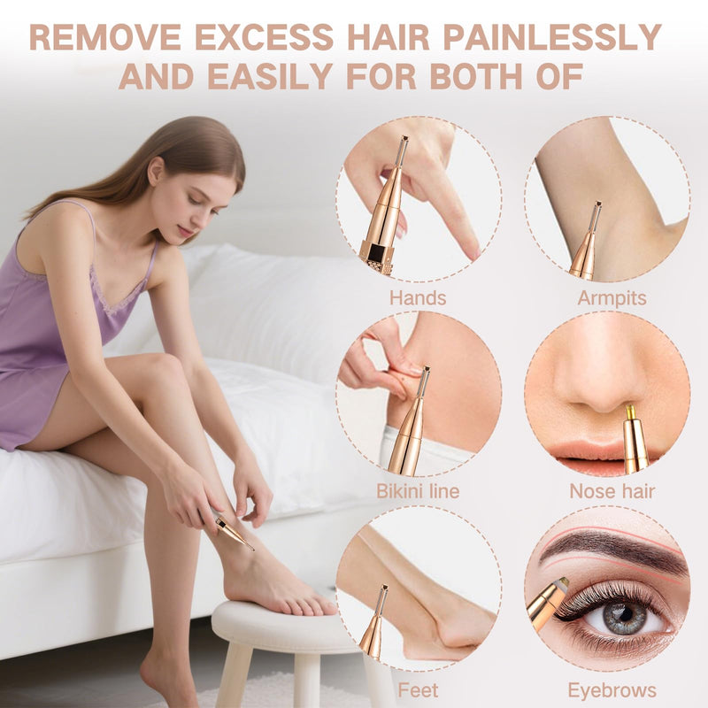 [Australia] - 4 in 1 Facial Electric Shaver for Women, Full Body Epilator Rechargeable Eyebrow Nose Bikini Hair Trimmer,Facial Shaver 