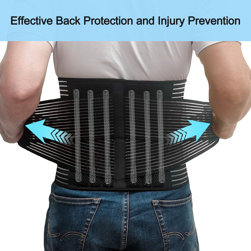 [Australia] - Back Brace for Men and Women, Back Support Belt Relief Lower Back Pain Herniated Disc, Sciatica, Scoliosis, Breathable Mesh, Lumbar Support Belt with 8 reinforced Bones Black-M Medium 