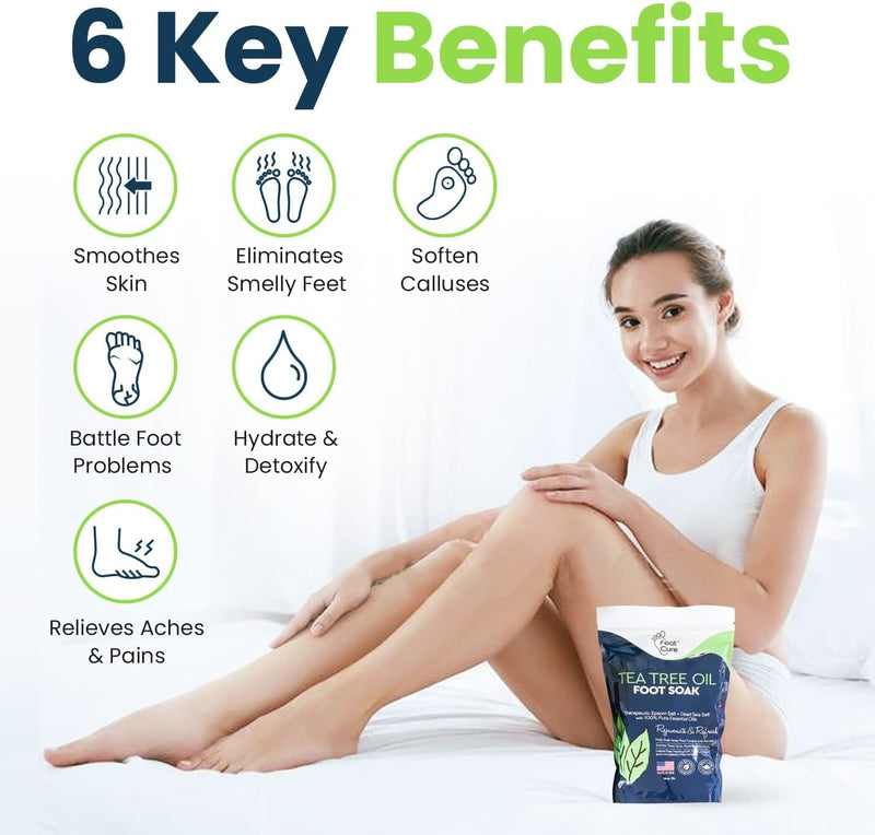 [Australia] - Tea Tree Oil & Muscle Relief Foot Soak with Epsom Salts - All Natural Salts for Post Workout Recovery - Softens Calluses & Tea Tree Oil Foot Balm 