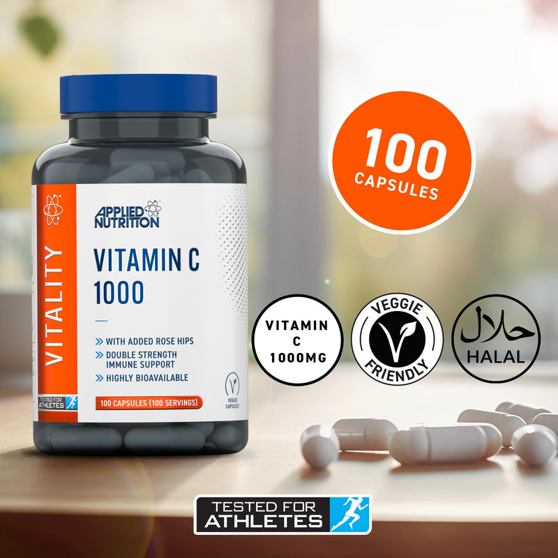 Applied Nutrition - Vitamin C-1000 with Rose Hips - Enhanced Formula - Best Immune Support - Best Antioxidant Protection - Powerful Health Boost (100 Capsules)