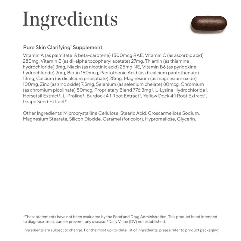 Murad Pure Skin Clarifying Supplement - Acne-Prone Skin - 60 Tablets | Acne supplements with Vitamin A, Burdock Root & Zinc support gut health to improve skin health 60 Count (Pack of 1)