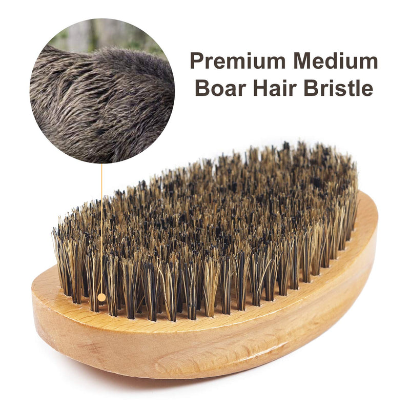Wave Brush Medium Boar Bristles Hair brush-Designed for Thin and Normal Hair-Mens Curved Military Wave and Beard Brush-Great for 360 Waves brown/brown bristles