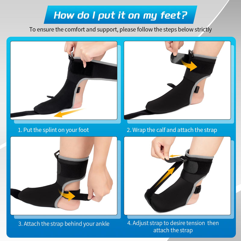 [Australia] - Plantar Fasciitis Night Splint Sock with Massage Ball for Plantar Fasciitis Relief, Soft & Comfortable Foot Brace for Achilles Tendonitis Heal Spur Foot-drop Flat-arch for Women and Men, Medium-Black 