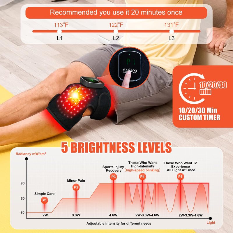 [Australia] - Red-Light-Therapy for Knee Near Infrared-Light Heating Device for Body/Joint/Elbow/Shoulder 660nm&850nm 