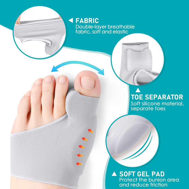 [Australia] - Hallux Valgus Socks, Hallux Valgus Correction, Big Toe Bandage Correction, Hallux Valgus Toe Separator Correction, Hallux Valgus Bandage with Silicone Pads for Men and Women (37-43 M, Grey) 