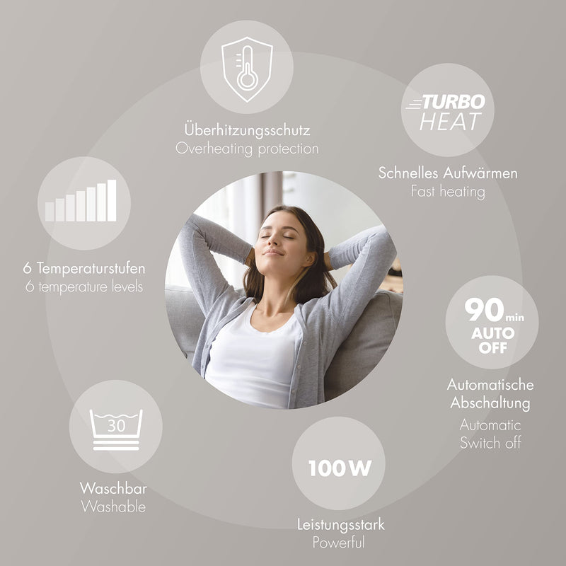 [Australia] - Promed heating pad for back and neck with automatic switch-off, shoulder heating pad & back warmer NRP-2.0, heat pad back 52 x 56 cm, washable heat poncho 