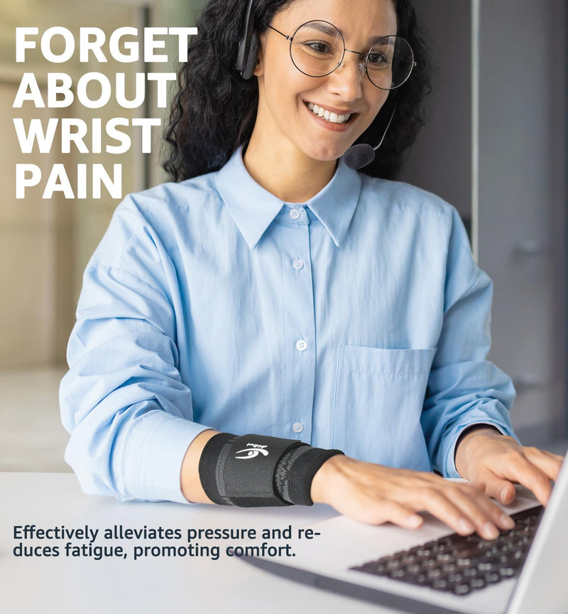 HiRui Wrist Brace Wrist Wraps Compression Wrist Strap, Wrist Support for Work Fitness Weightlifting Sprains Tendonitis, Carpal Tunnel Arthritis, Pain Relief, Adjustable Wristbands 2 PACK (Black, L) Black Large (Pack of 2)