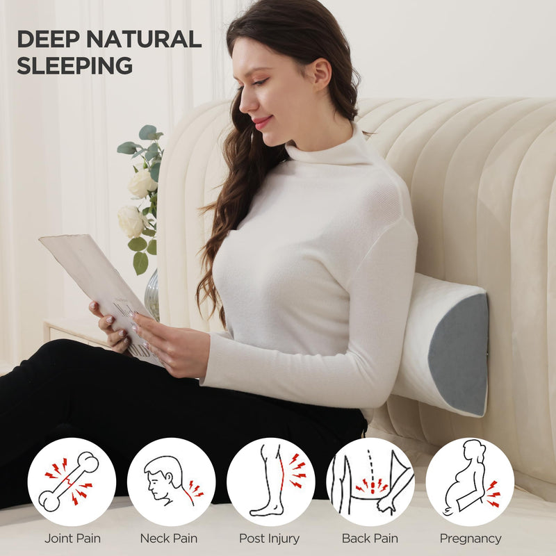 [Australia] - Knee Pillow for Back Sleeping Half Moon Bolster Pillow Wedge Pillow for Back Sleepers Under Knee Pillow for Sleeping on Back Leg Pillow for Neck Pain Relief, 18.5" X 8" X 4.5" 18.5"X8"X4.5" 