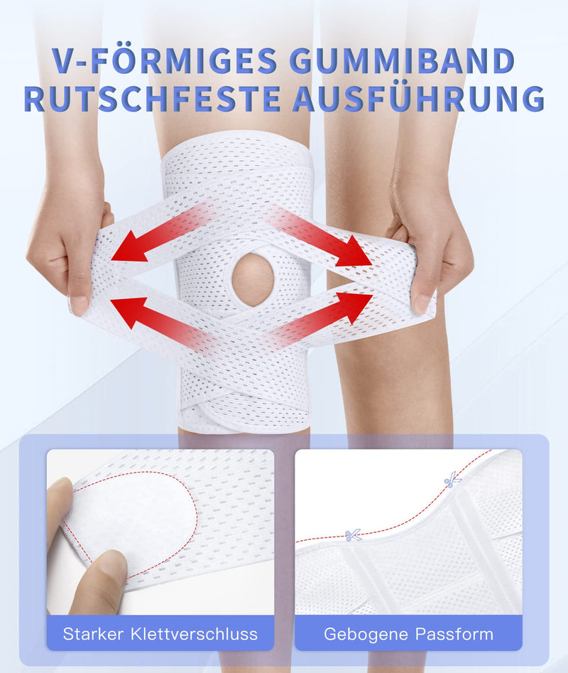 [Australia] - ProWaves Knee Brace Men Women with Side Stabilizers Patella Knee Brace Orthopedic Knee Brace Meniscus Knee Support for Meniscus Tear Knee Pain Sports Arthritis Recovery Adjustable XXXXL White 