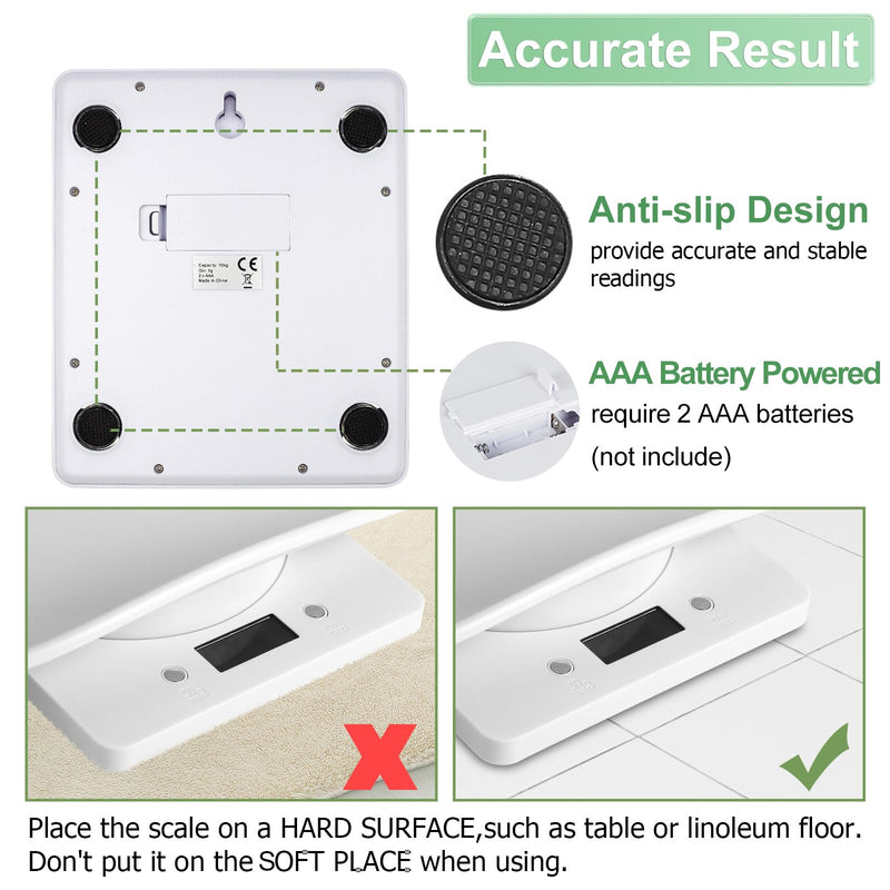Digital Pet Scale, Multi-Function LCD Scale Digital Weight with Height Tray Measure Accurately, Perfect for Puppy/Kitten/Hamster/Hedgehog/Food, Capacity up to 22 lb, Length 11inch 22lb with tape measure - PawsPlanet Australia