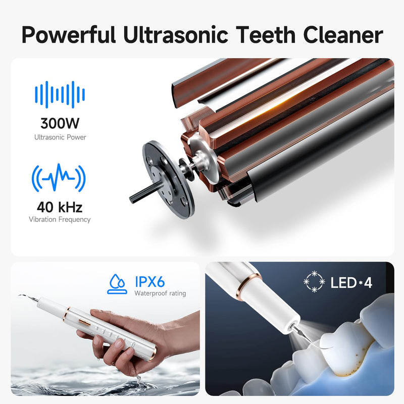 [Australia] - Ultrasonic Dog Teeth Cleaning Kit – Electric Pet Plaque & Tartar Remover Tool with 5 Adjustable Modes & LED Light, Safe Low-Noise Tooth Cleaner for Dogs & Cats, at-Home Dental Care 