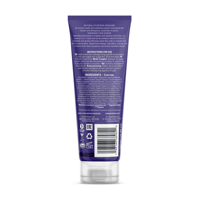 Urban Veda Exfoliating Face Scrub With Vitamin C | Unclog Pores for Natural Glow | Face Polish with Turmeric | Hydrating FaceCleanser For Dry & Dull Skin | Face Scrub for Women & Men | 2 x 4.2 FlOz 4.2 Fl Oz (Pack of 2)