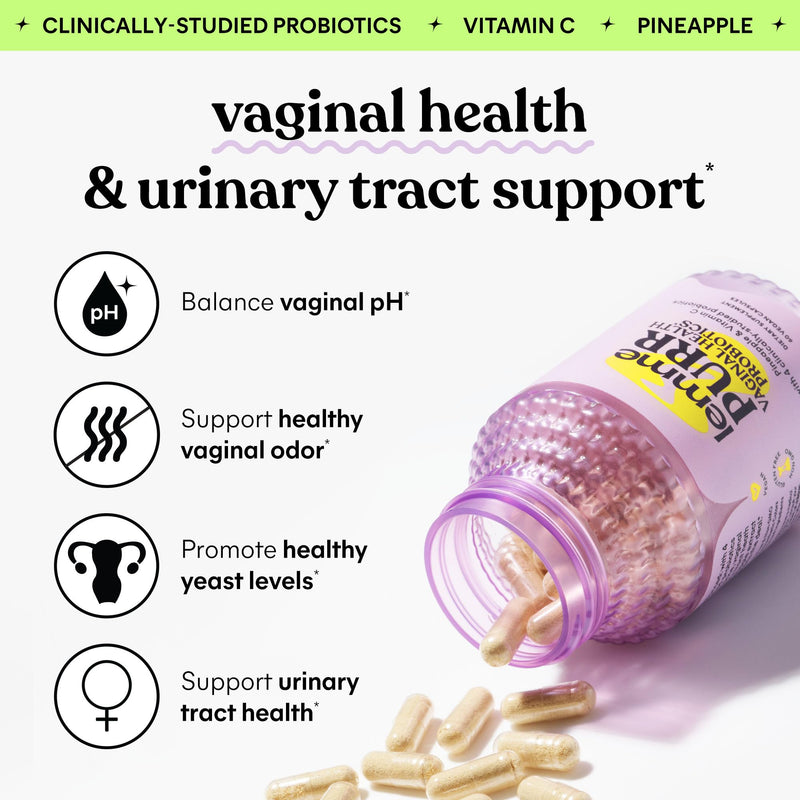 [Australia] - Lemme Purr Vaginal Probiotics for Women - Promotes pH Balance, Healthy Vaginal Odor & Urinary Tract Health w/Lactobacillus Blend, Clinically Tested Strains, Pineapple & Vitamin C - 60 Veggie Capsules 