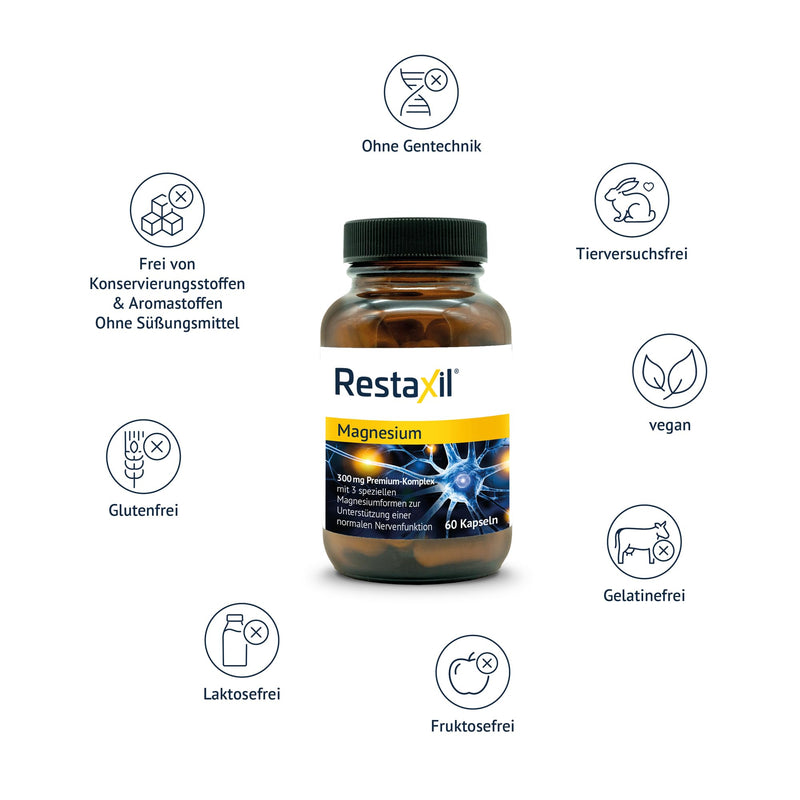 [Australia] - Restaxil Magnesium - highly dosed premium magnesium complex with magnesium bisglycinate. Laboratory tested, highly concentrated, excellent bioavailability, vegan. From the No. 1 nerve specialist in the pharmacy 