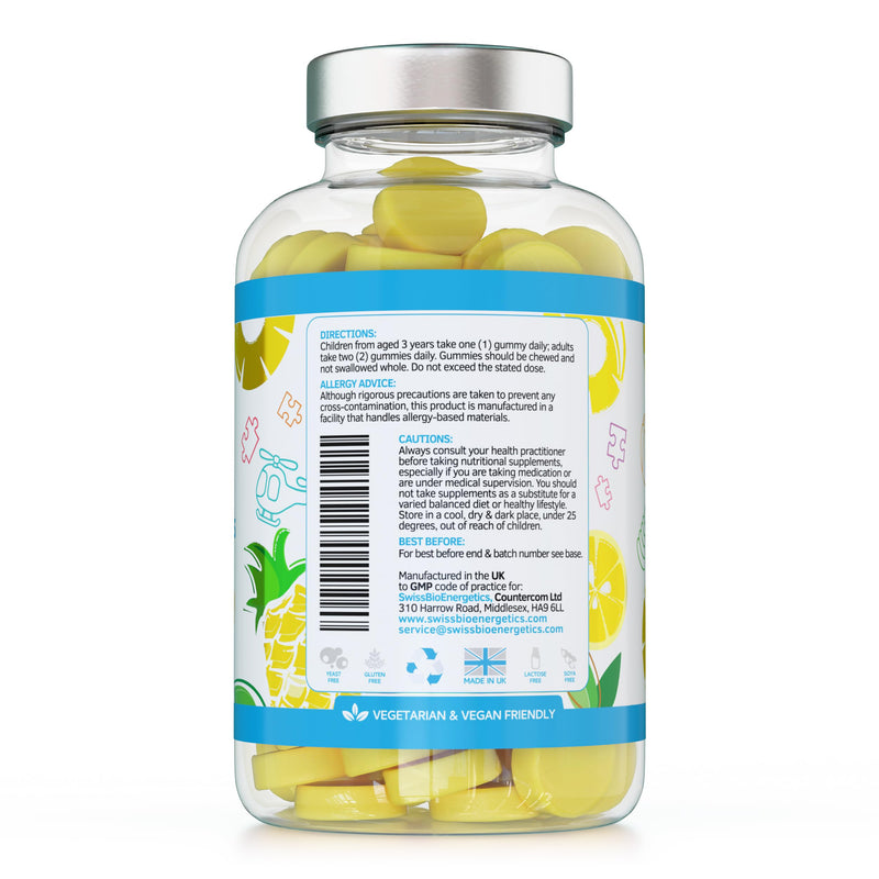 Kids Probiotics/ProBiocultures Gummies - 150 Children's probiotics Multi-Strain Gummies - Natural Pineapple Flavour – with Added B & C Vitamins for Immune Support - 5 Month Supply – UK Made 150 Gummies