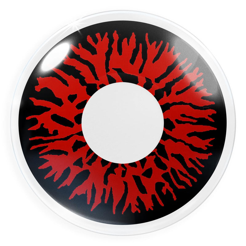 [Australia] - Meralens 1 pair of colored red Crazy Fun red demon annual contact lenses. Top quality for carnival and carnival with free contact lens case without strength 