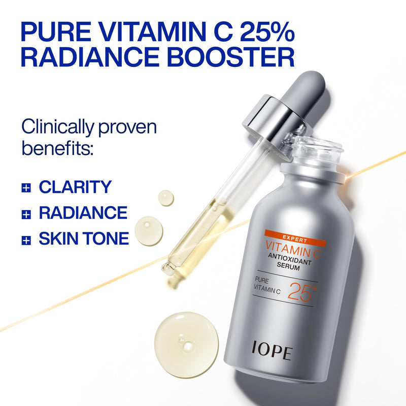 IOPE Expert Vitamin C 25% Antioxidant Serum - 25% Pure Vitamin C Face Serum - Visibly Evens Skin Tone, Enhances Radiance, and Smooths Texture – 5 Antioxidants and PHA - 0.77 fl. oz.